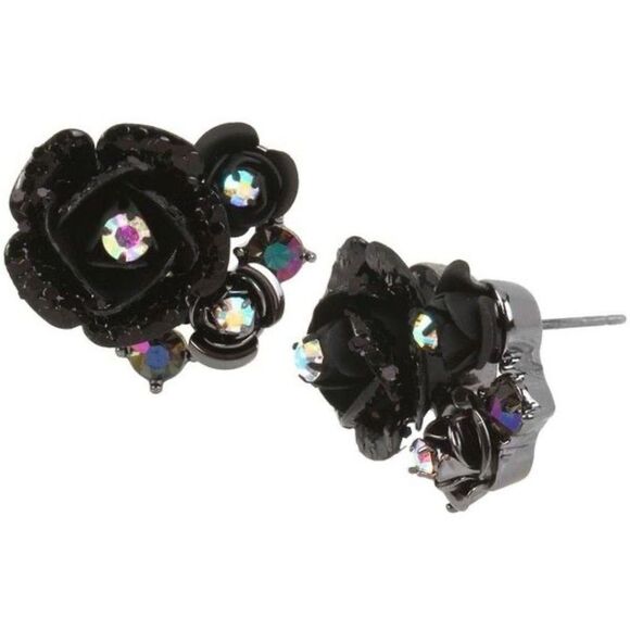 Betsey Johnson Jewelry - Betsey Johnson | Darkness Flower Stud Earrings | 1” Width
